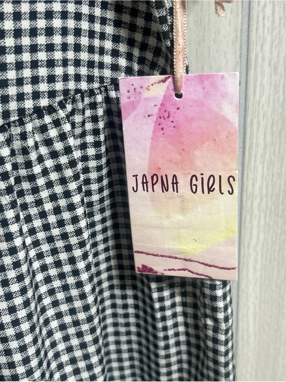 Japna Girls NWT Black & White Gingham Check Button-Down Tiered Dress Size 12
